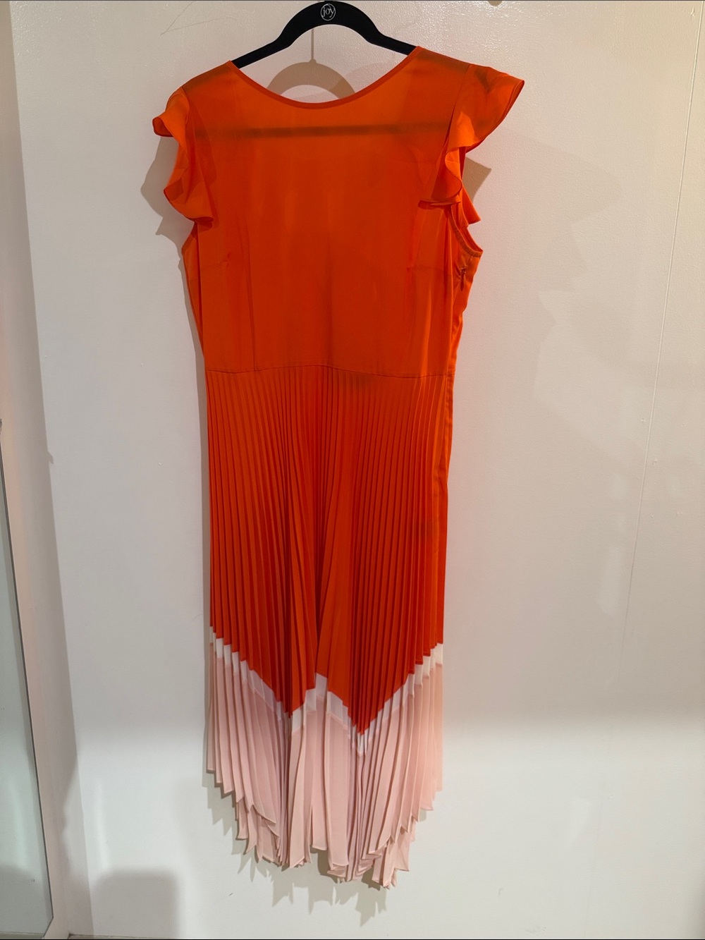 Markus Lupfer Orange and Light Pink Pleated Hem Dress